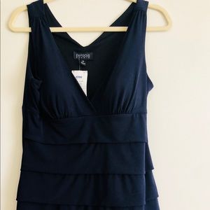 Enfocus Studio Navy Dress with slight ruffle.